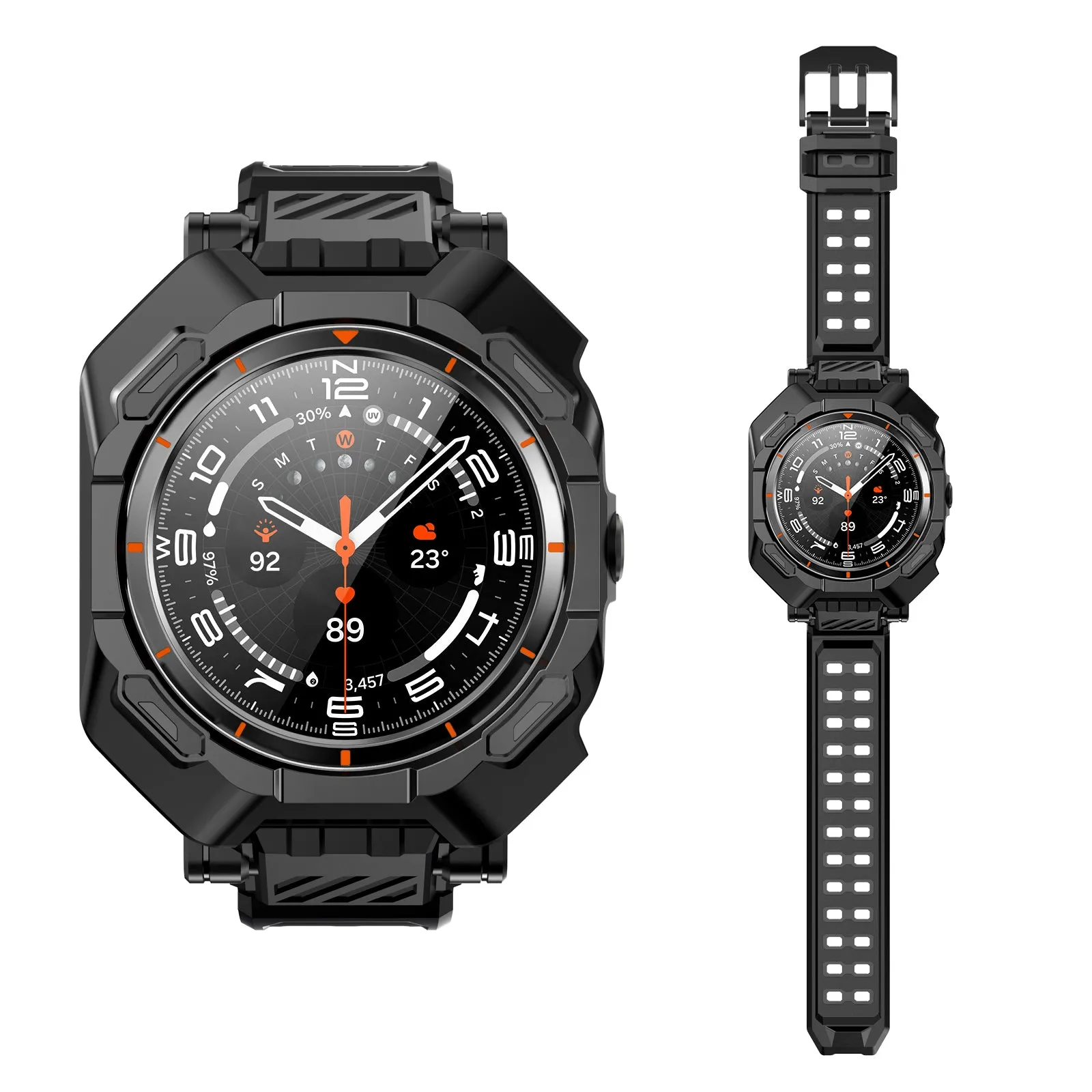 Exclusive Galaxy Watch7 Ultra 47mm Unicorn Beetle PRO Wristband Case with Glass Screen Protectors-Black  Last Few Pieces!