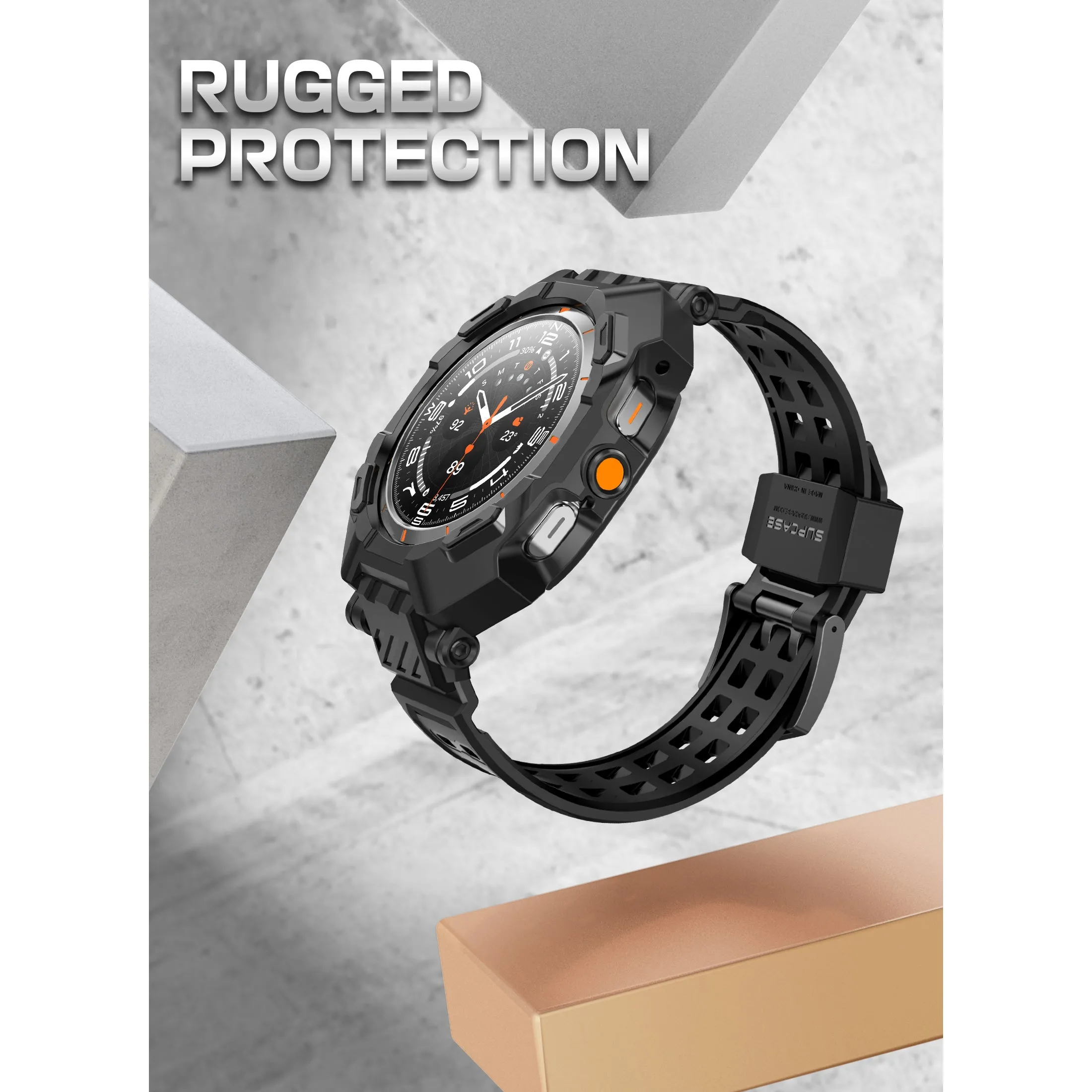 Exclusive Galaxy Watch7 Ultra 47mm Unicorn Beetle PRO Wristband Case with Glass Screen Protectors-Black  Last Few Pieces!