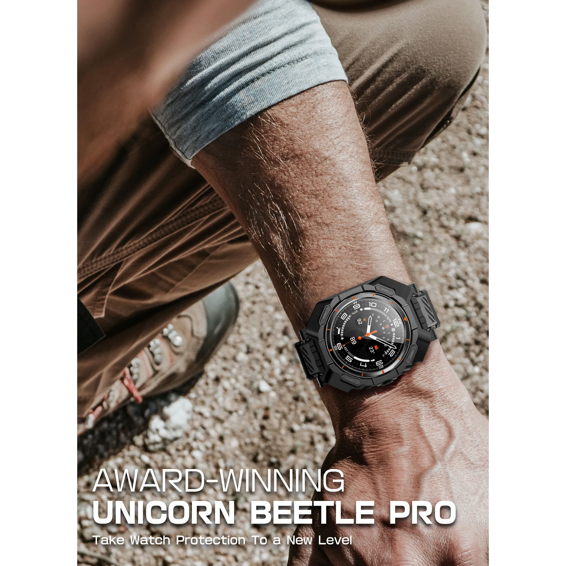 Exclusive Galaxy Watch7 Ultra 47mm Unicorn Beetle PRO Wristband Case with Glass Screen Protectors-Black  Last Few Pieces!