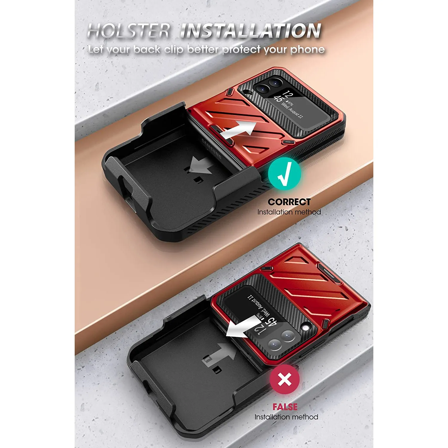Exclusive Galaxy Z Flip3 Unicorn Beetle PRO Rugged Case with Belt Clip-Metallic Red  Today Only!