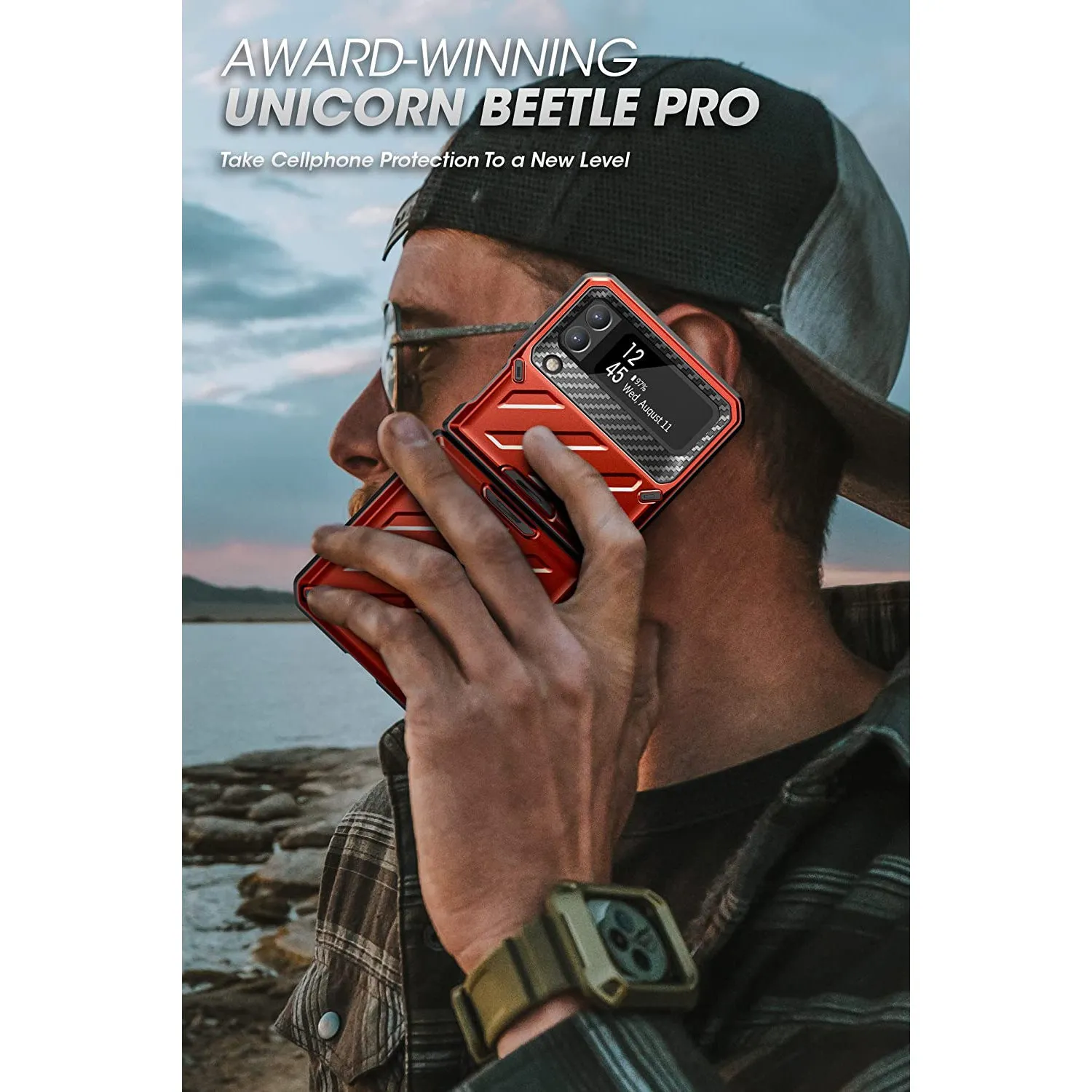 Exclusive Galaxy Z Flip3 Unicorn Beetle PRO Rugged Case with Belt Clip-Metallic Red  Today Only!