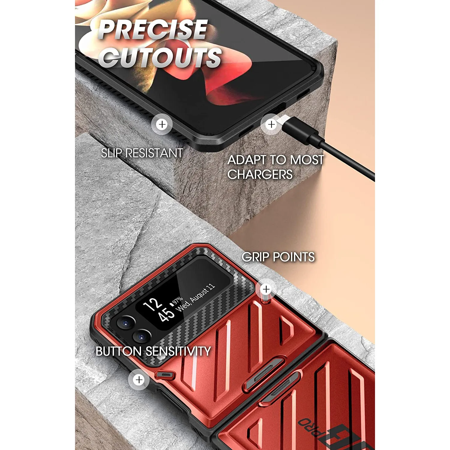 Exclusive Galaxy Z Flip3 Unicorn Beetle PRO Rugged Case with Belt Clip-Metallic Red  Today Only!