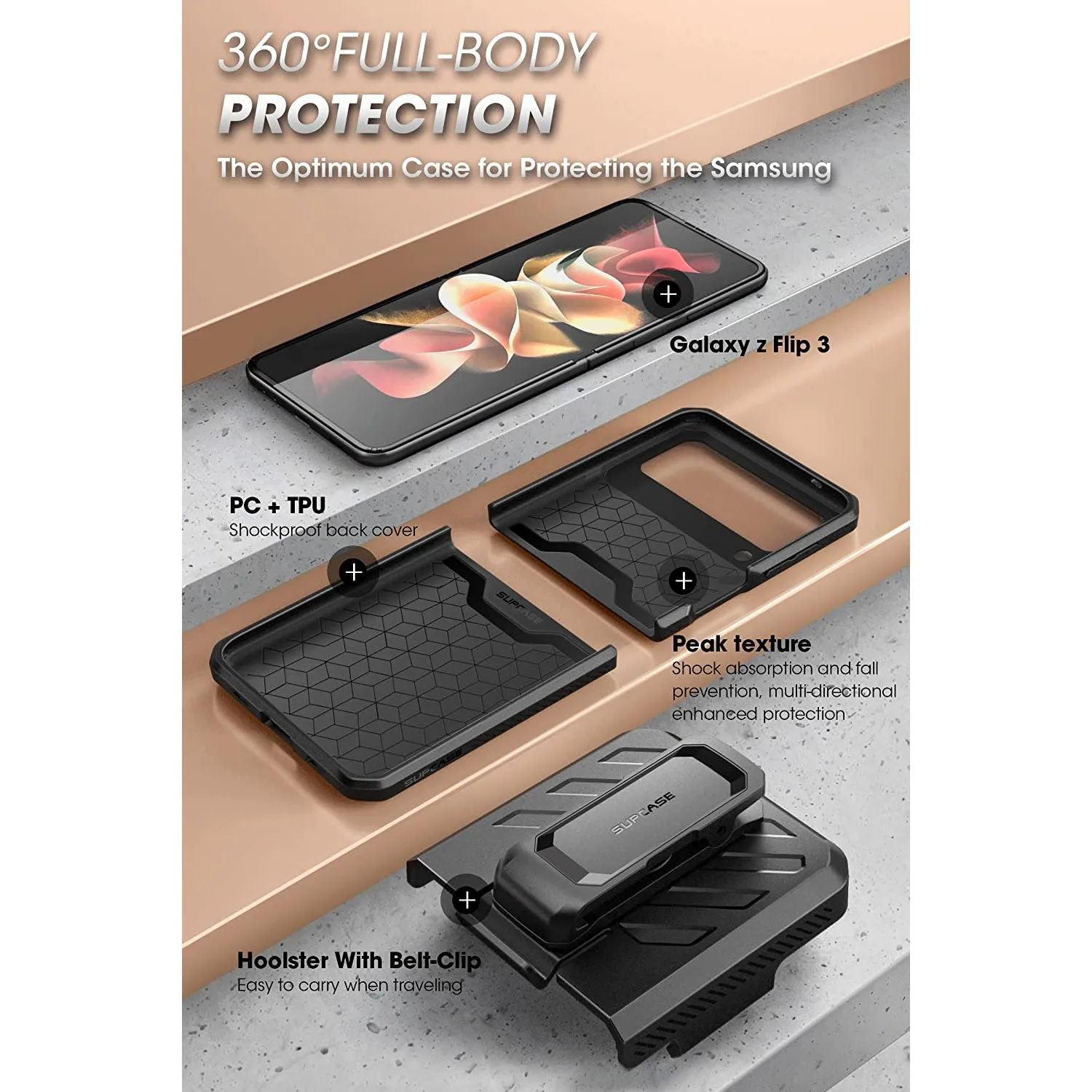 Exclusive Galaxy Z Flip3 Unicorn Beetle PRO Rugged Case with Belt Clip-Metallic Red  Today Only!