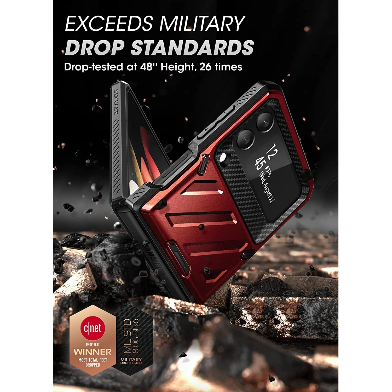 Exclusive Galaxy Z Flip3 Unicorn Beetle PRO Rugged Case with Belt Clip-Metallic Red  Today Only!