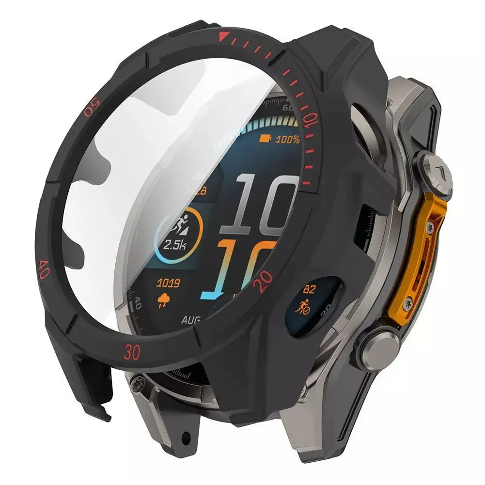 Exclusive Garmin Fenix 8 - 51mm SOLAR Hard Case with Glass (Black/Red)  Going Fast!