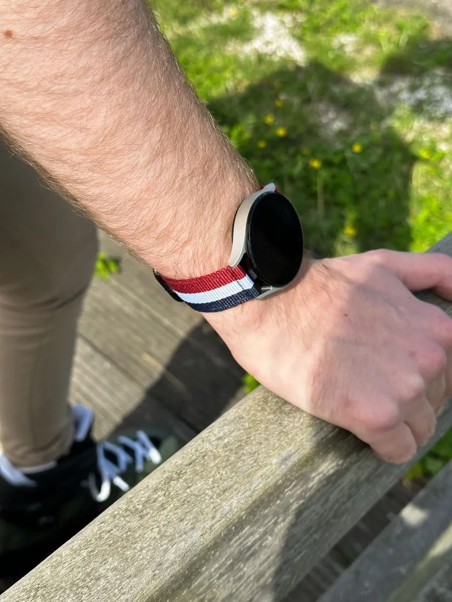 Exclusive Huawei Watch 3 (Pro) Nylon Strap with Buckle (Red/White/Blue)  Today Only!