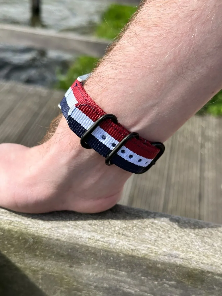 Exclusive Huawei Watch 3 (Pro) Nylon Strap with Buckle (Red/White/Blue)  Today Only!