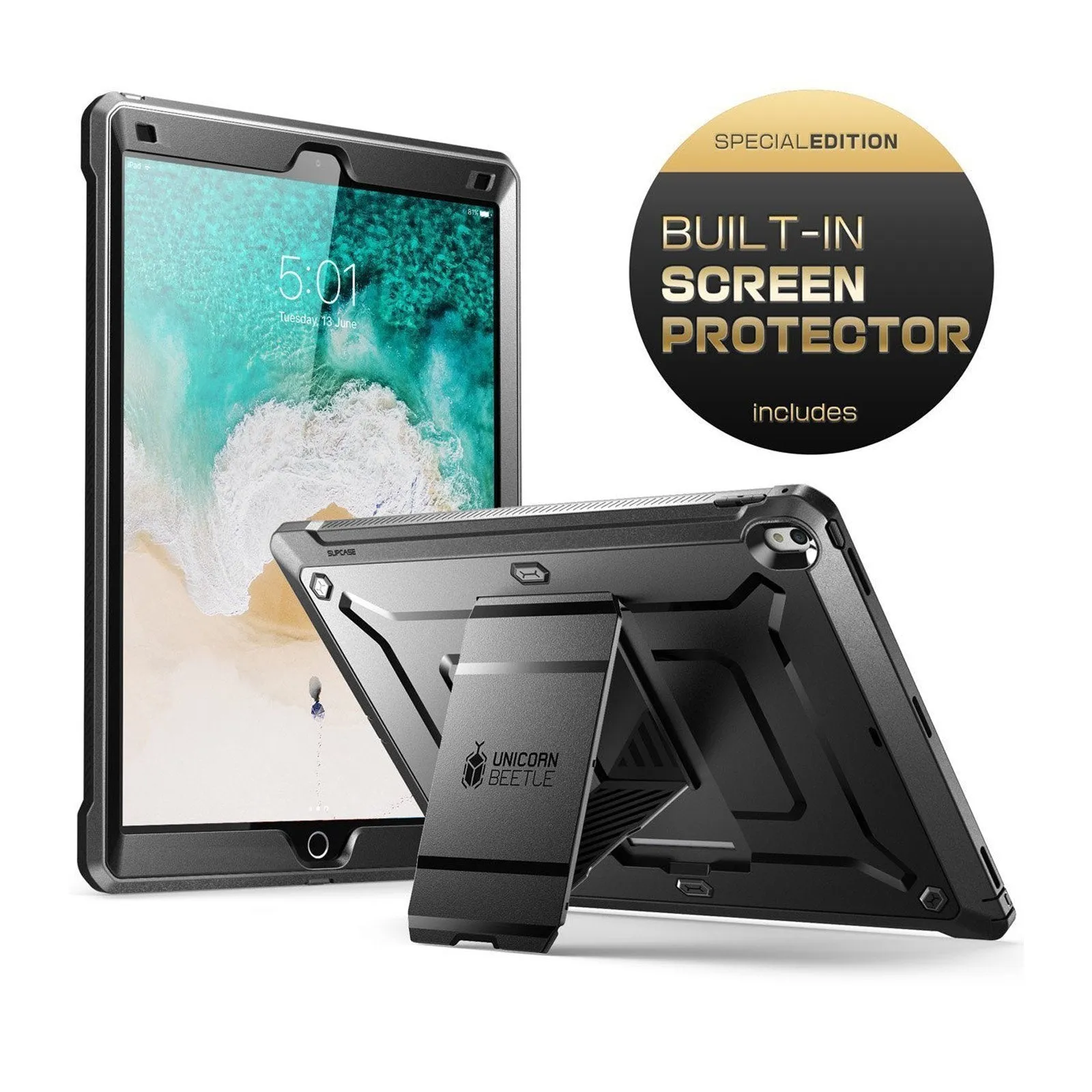 Exclusive iPad Pro 12.9 in (2017) Unicorn Beetle Pro Rugged Protective Case w/ Screen Protector-Black  Almost Sold Out!
