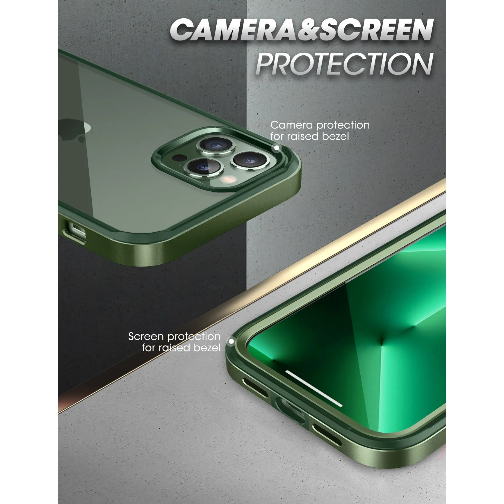 Exclusive iPhone 13 Pro Max 6.7 inch Unicorn Beetle Edge with Screen Protector Clear Case-Dark Green  Stylish & Comfortable