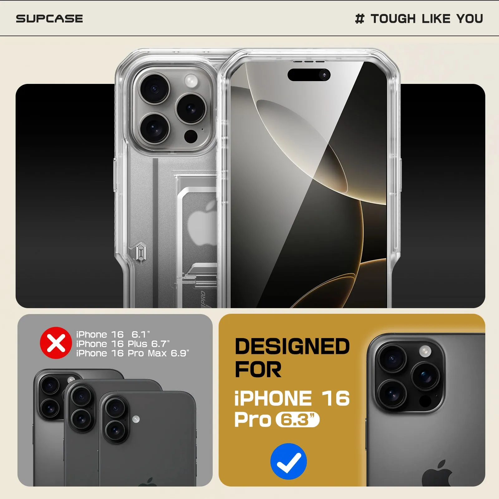 Exclusive iPhone 16 Pro 6.3 inch Unicorn Beetle Pro Rugged Case-Clear  Almost Gone!