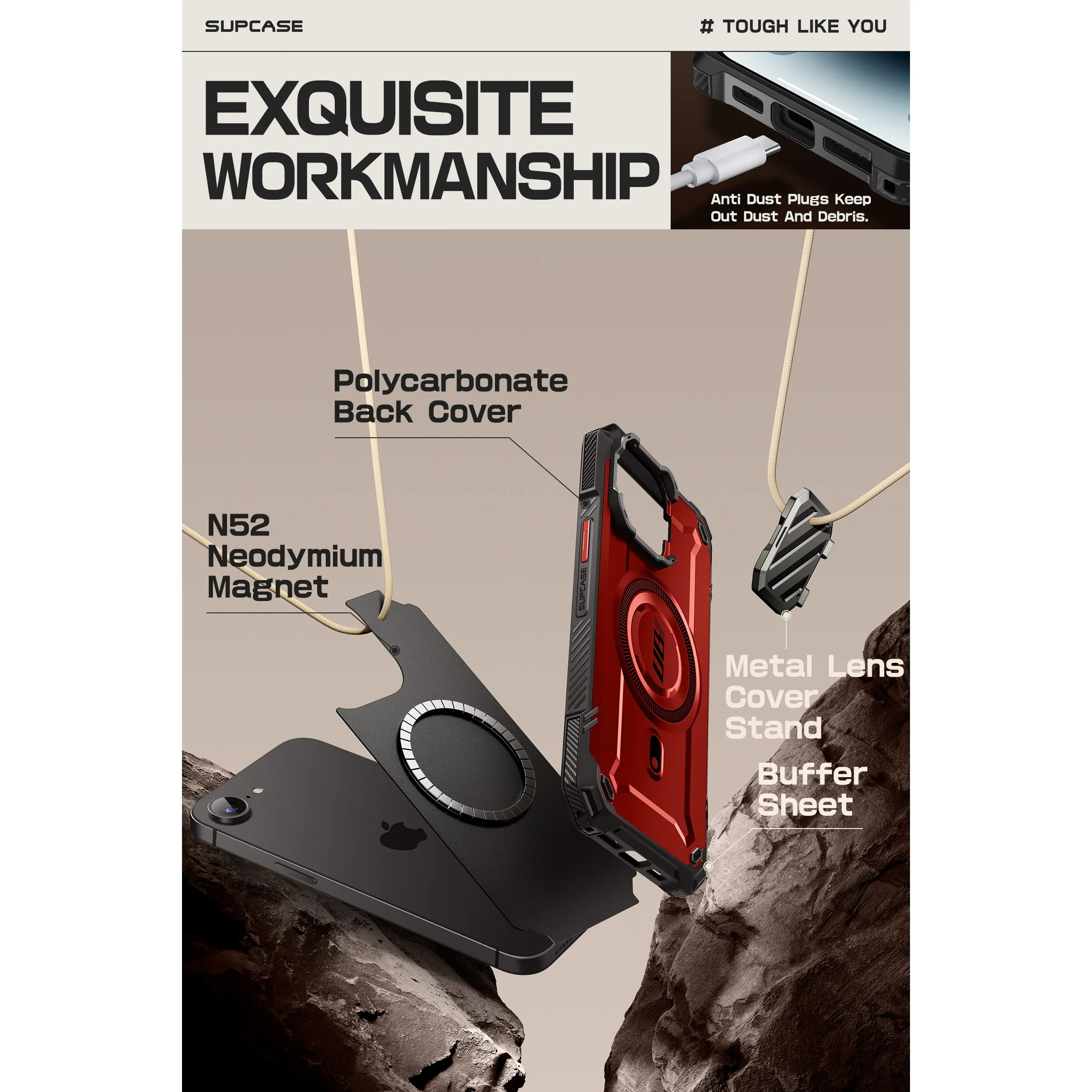 Exclusive iPhone 16e  Unicorn Beetle MAG XT MagSafe Case-Metallic Red  Last Few Pieces!