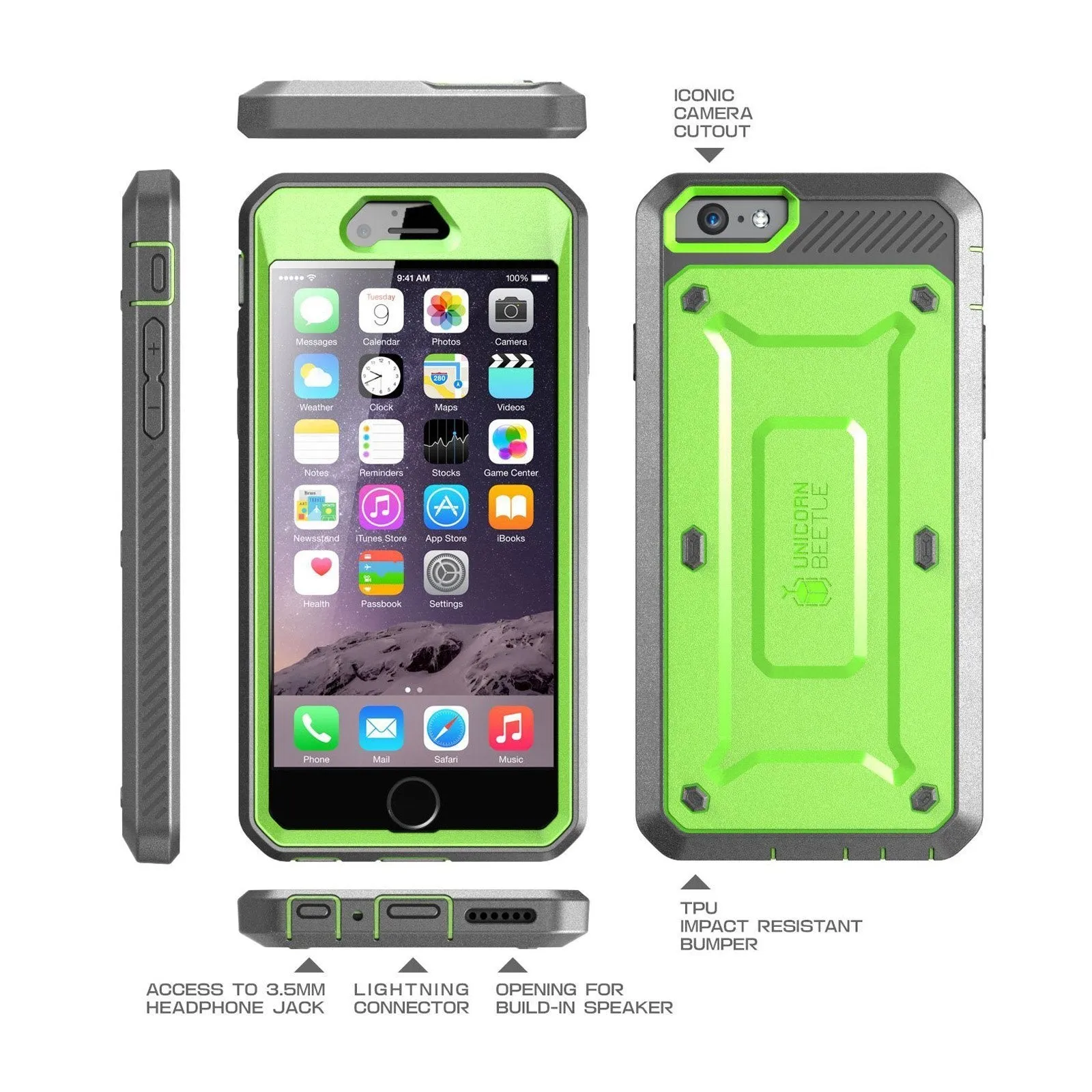 Exclusive iPhone 6 / 6S Unicorn Beetle Pro Full Body Rugged Holster Case with Screen Protector-Green  Today Only!