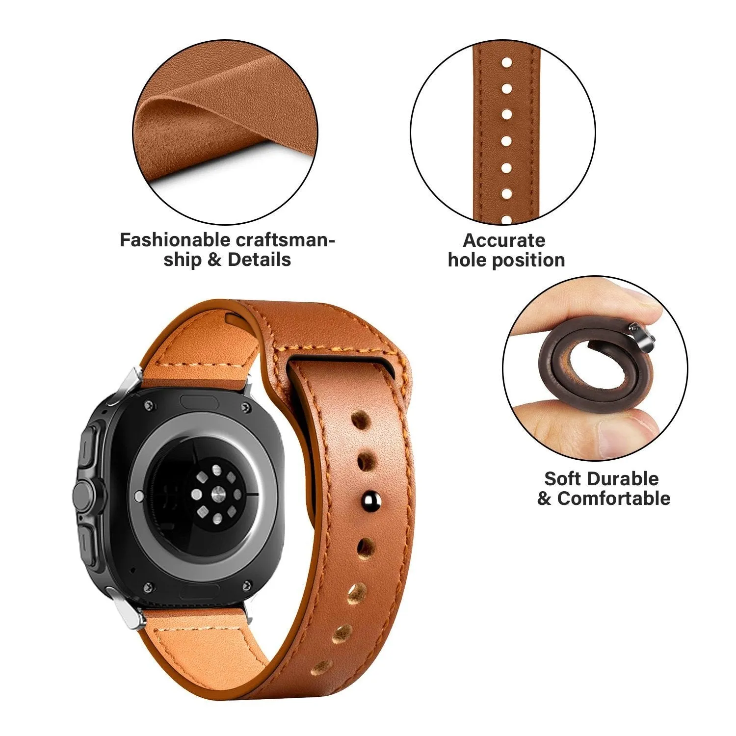 Exclusive Samsung Galaxy Watch Ultra Leather Strap (Brown)  Today Only!
