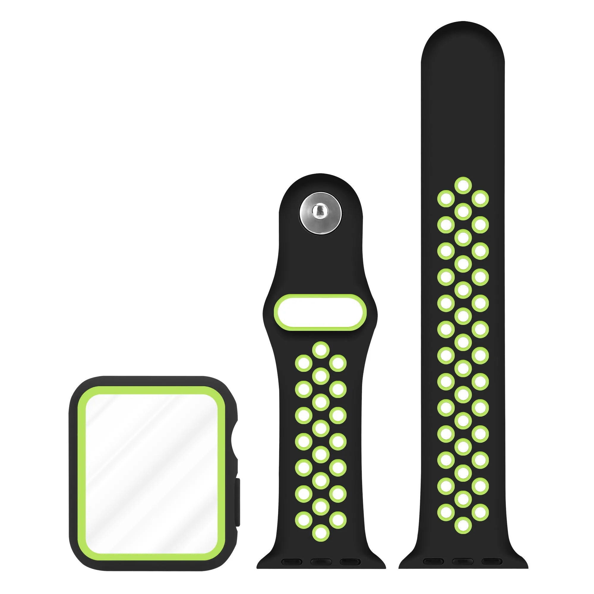Final Few Apple Watch 7 Sport Strap   TPU Case (Black/Yellow)  Stylish & Comfortable