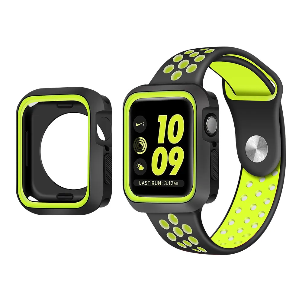 Final Few Apple Watch 7 Sport Strap   TPU Case (Black/Yellow)  Stylish & Comfortable