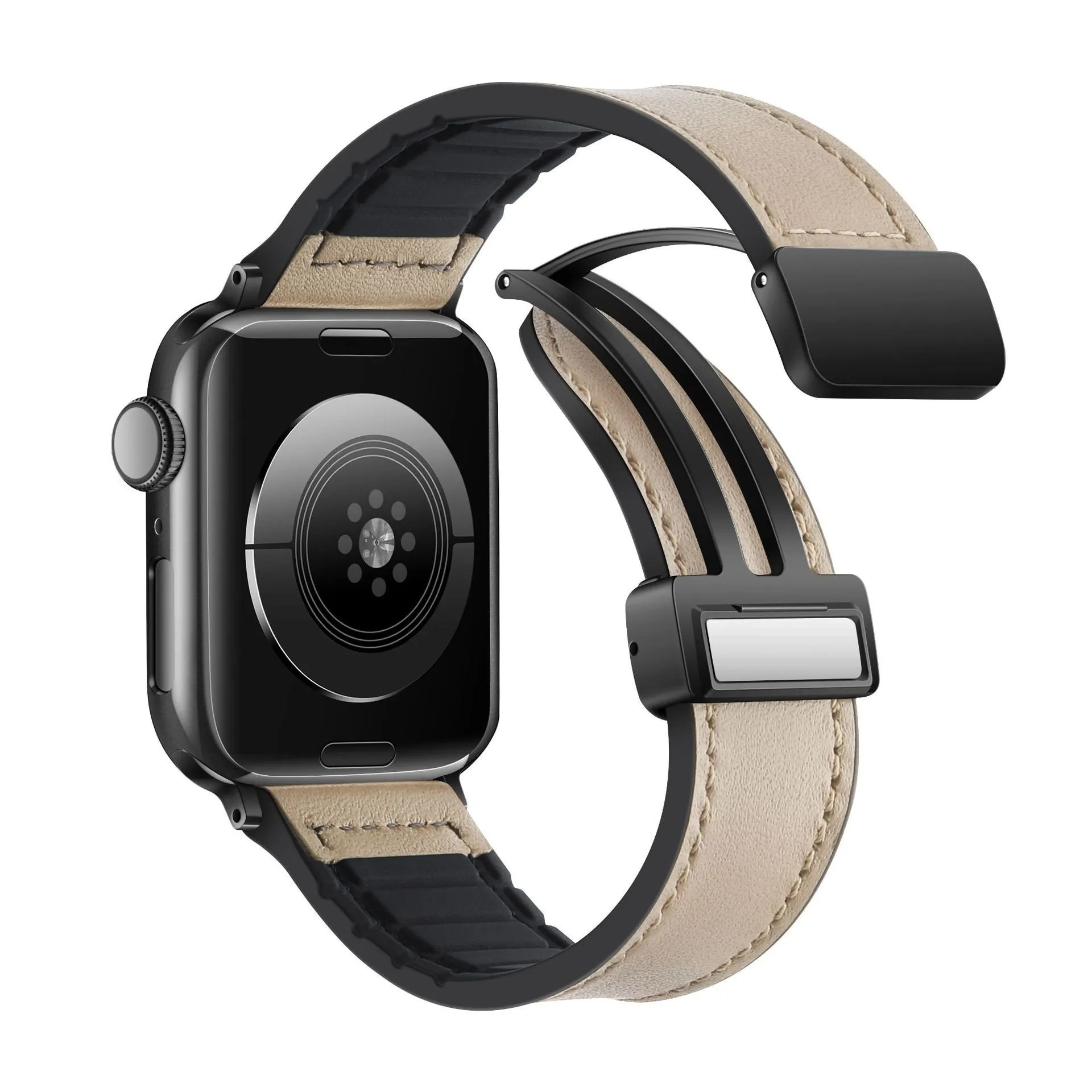 Final Few Apple Watch D-Buckle Leather Strap (Beige)  Last Chance!