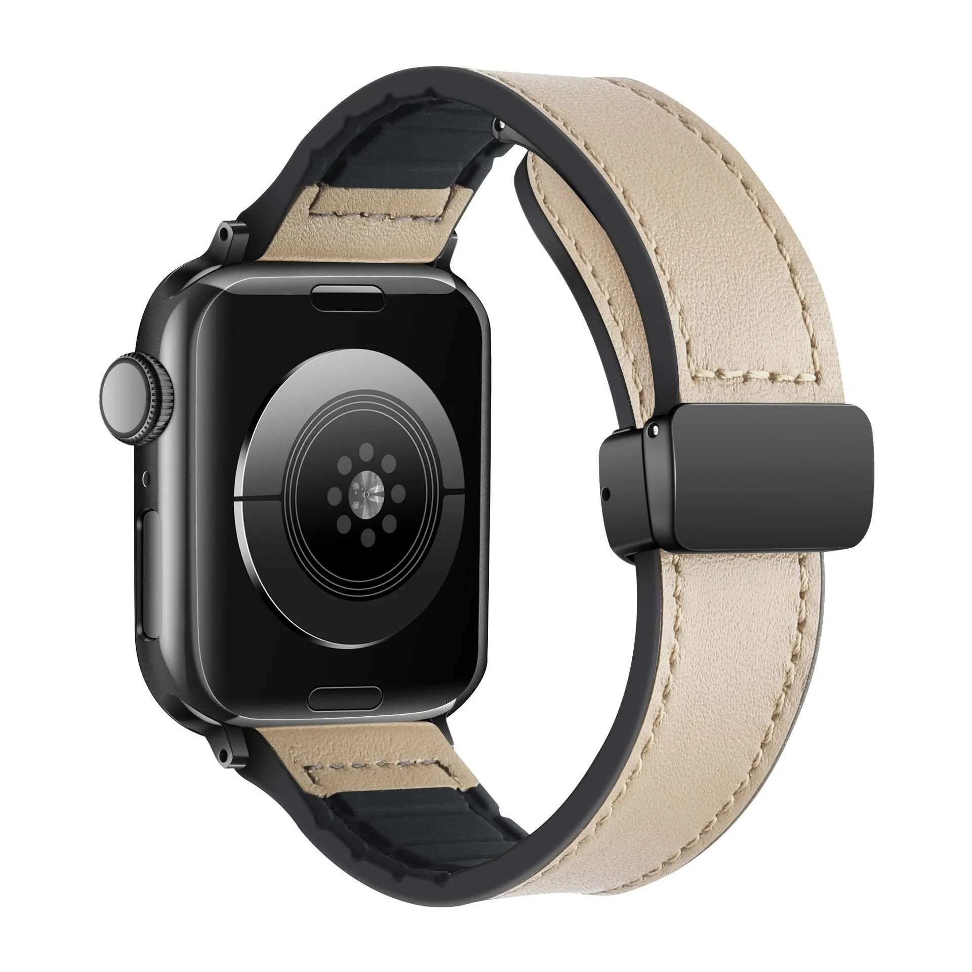 Final Few Apple Watch D-Buckle Leather Strap (Beige)  Last Chance!