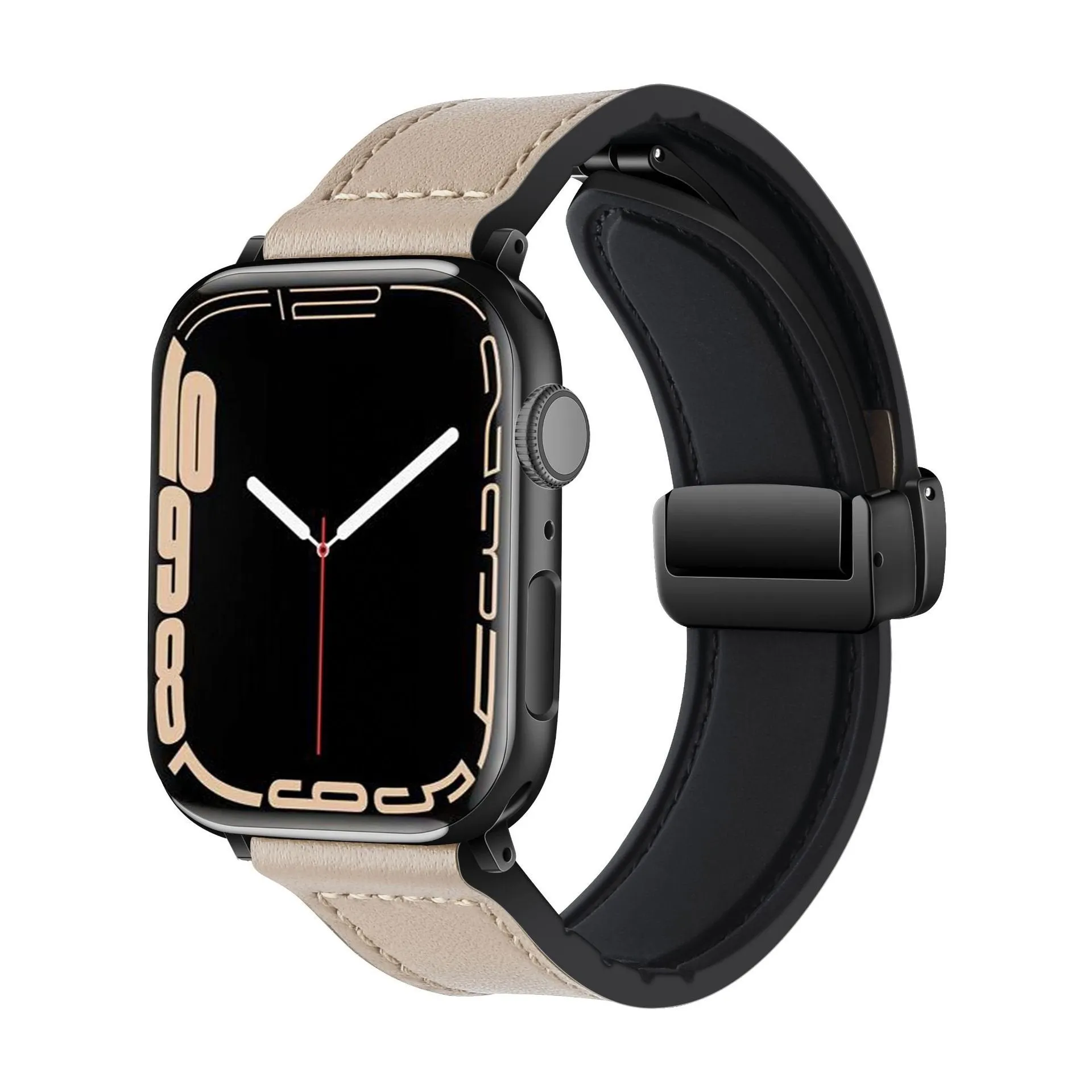 Final Few Apple Watch D-Buckle Leather Strap (Beige)  Last Chance!