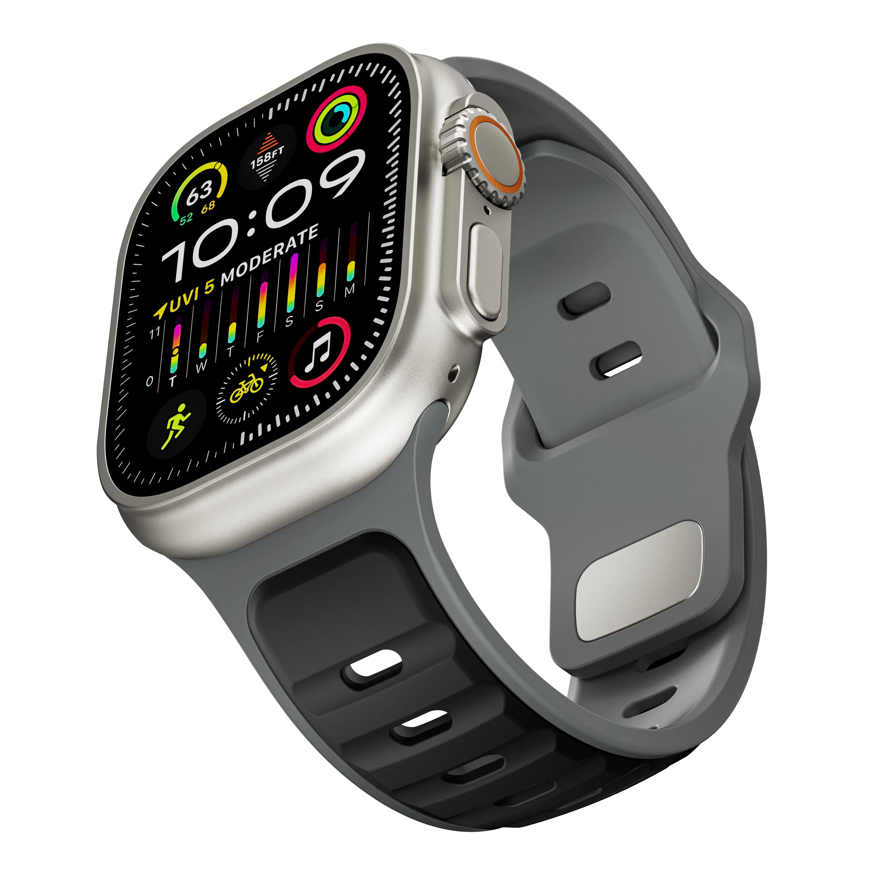 Final Few Apple Watch Premium Outdoor Silicone Strap (Black/Gray)  Limited Stock!