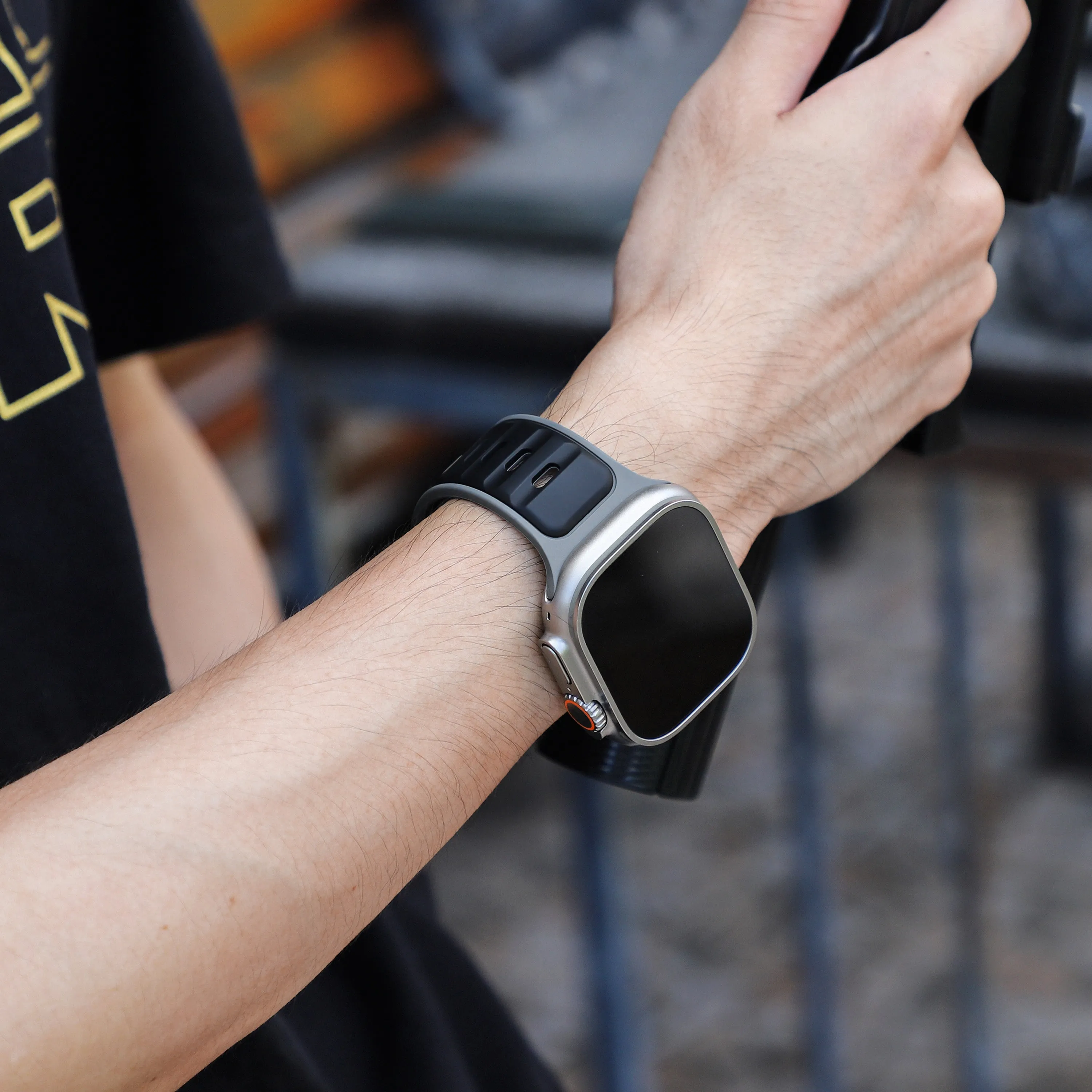 Final Few Apple Watch Premium Outdoor Silicone Strap (Black/Gray)  Limited Stock!