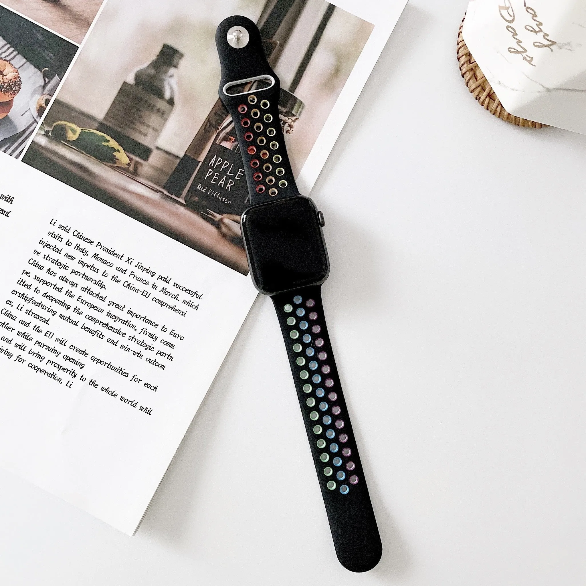 Final Few Apple Watch Sport Strap (Black/Rainbow)  Limited Stock!