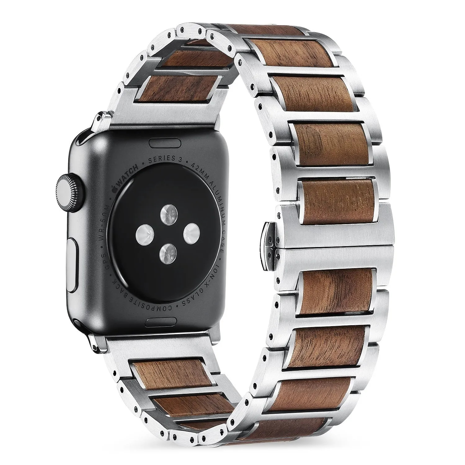 Final Few Apple Watch Steel/Wood Strap (Silver/Brown)  Going Fast!