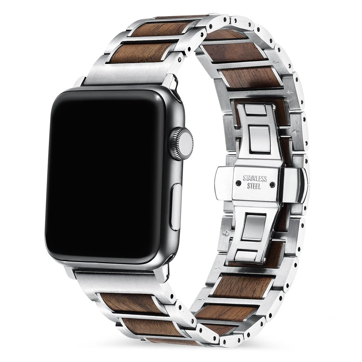 Final Few Apple Watch Steel/Wood Strap (Silver/Brown)  Going Fast!