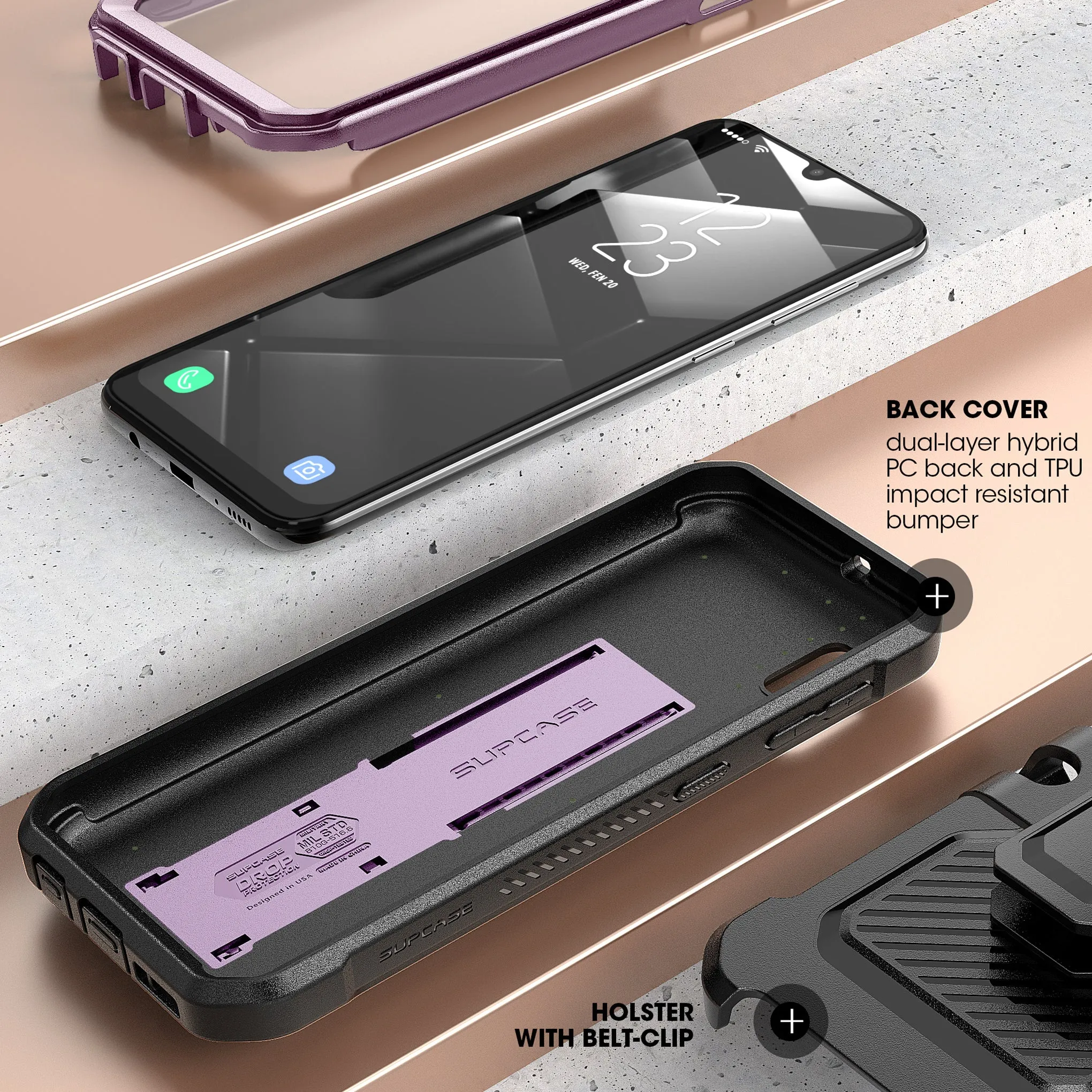 Final Few Galaxy A10e Unicorn Beetle Pro Rugged Holster Case-Metallic Purple  Going Fast!