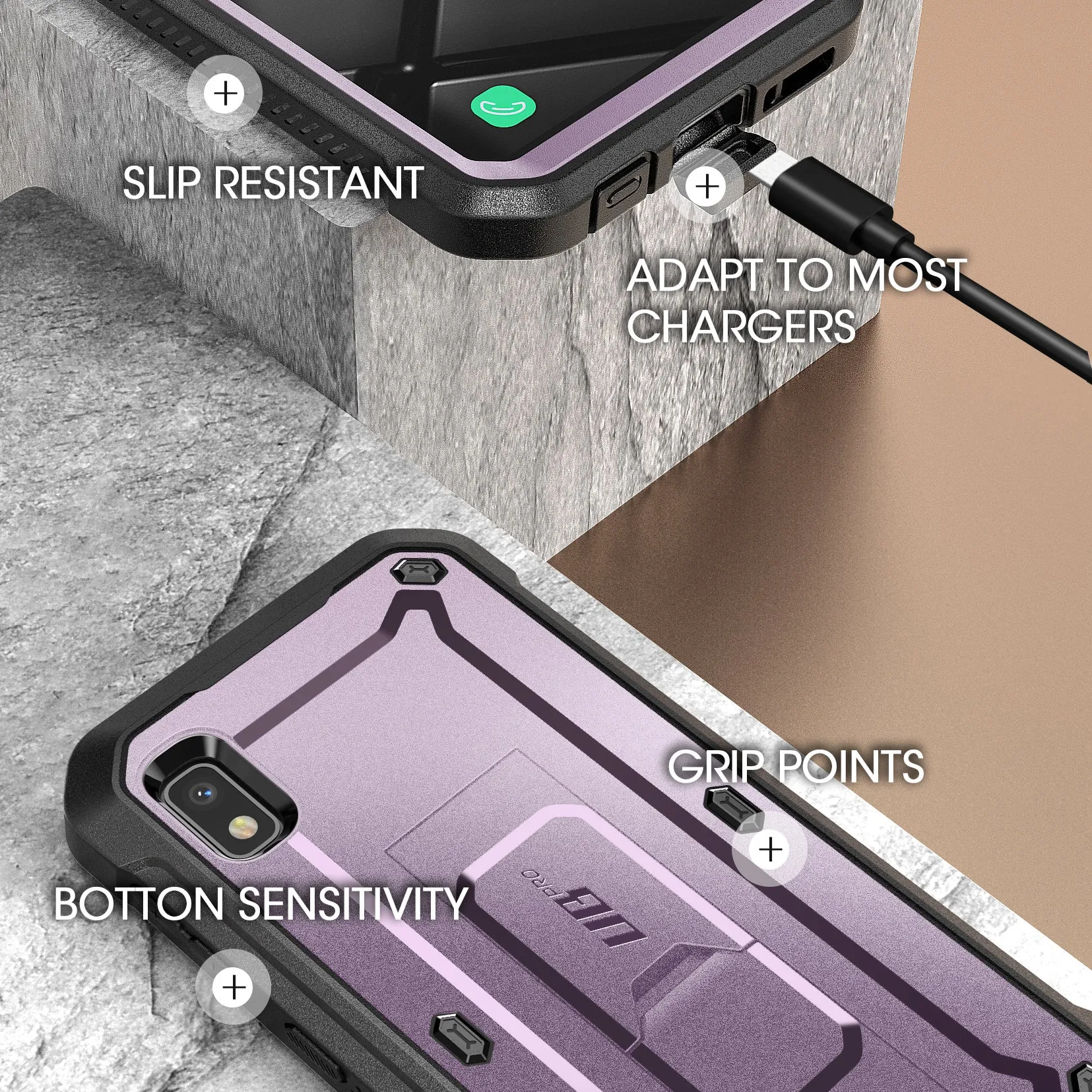 Final Few Galaxy A10e Unicorn Beetle Pro Rugged Holster Case-Metallic Purple  Going Fast!