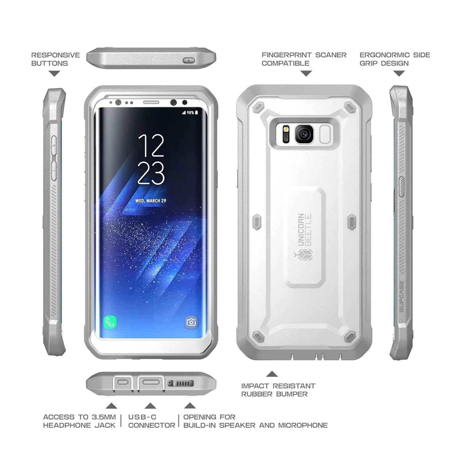 Final Few Galaxy S8 Plus Unicorn Beetle Pro Full Body Holster Case with Screen Protector-White  Limited Release!
