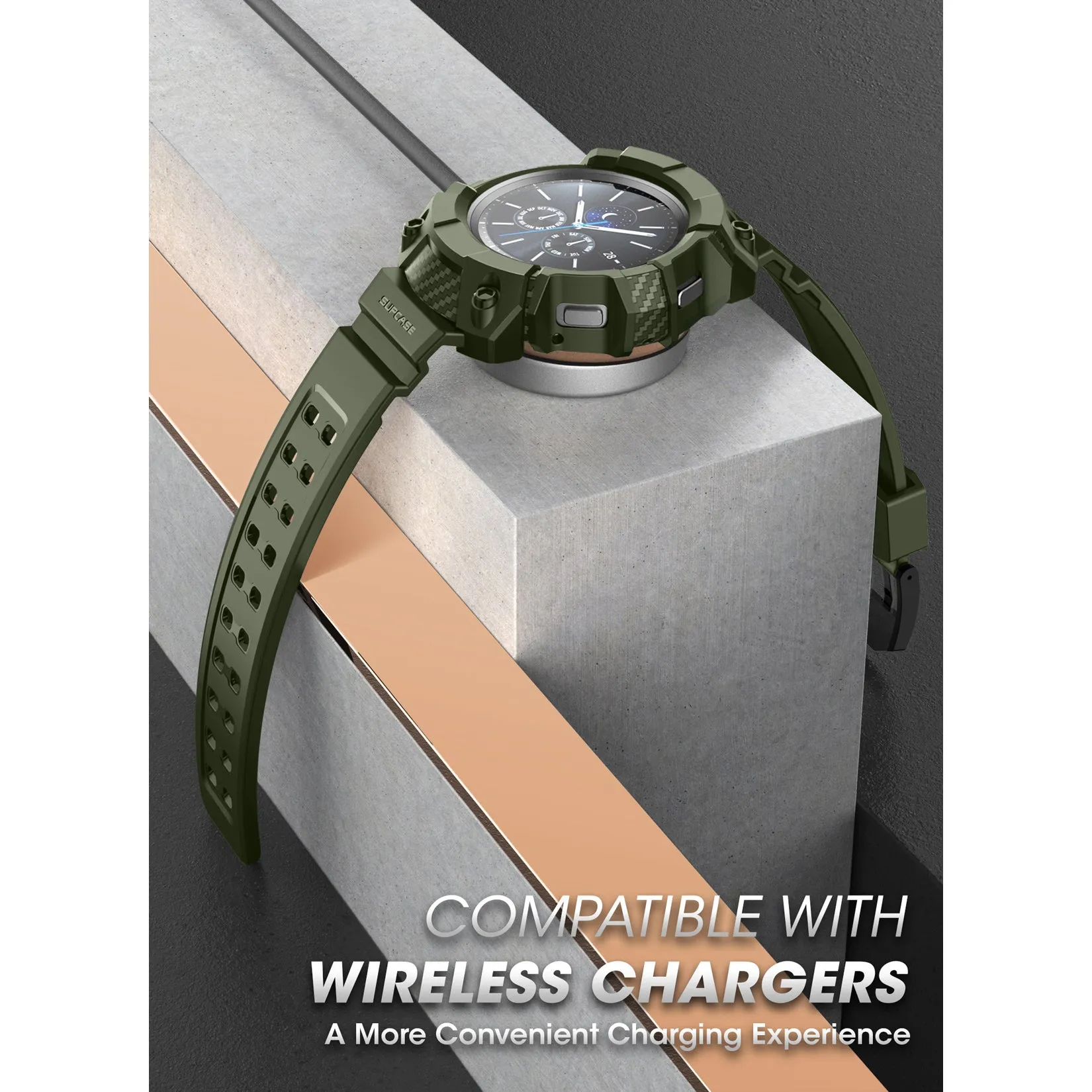 Final Few Galaxy Watch4 46mm Unicorn Beetle PRO Wristband Case-Dark Green  Ends Soon!
