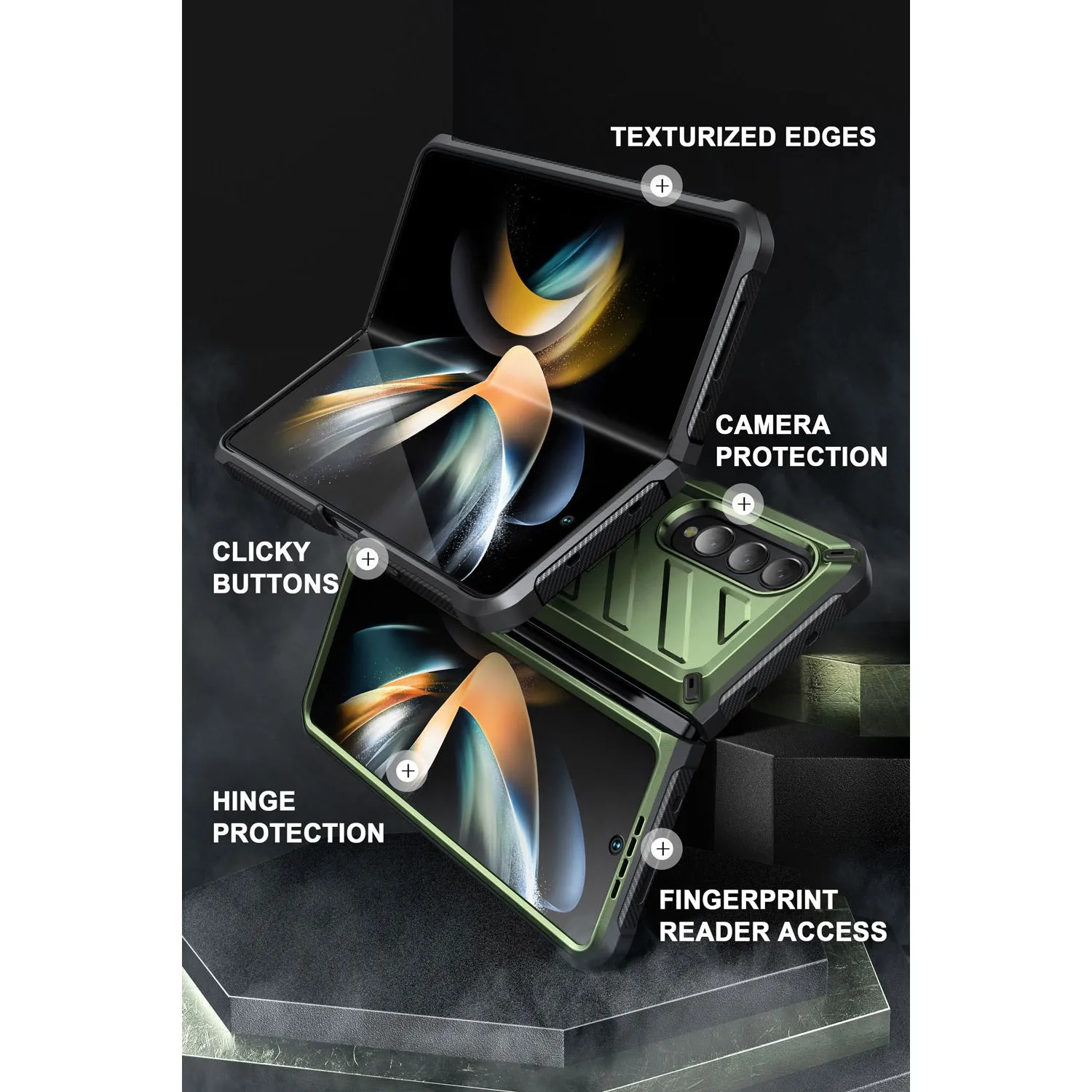 Final Few Galaxy Z Fold4 Unicorn Beetle Kickstand Case with Screen Protector-Dark Green  Stylish & Comfortable