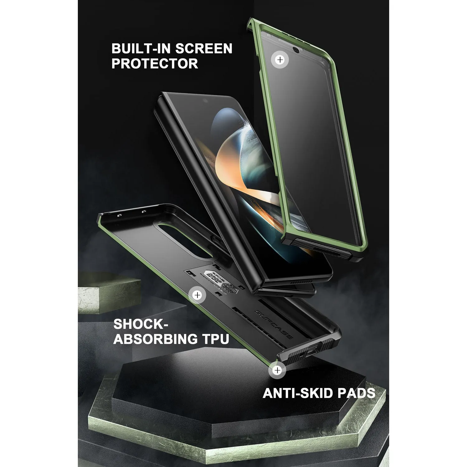 Final Few Galaxy Z Fold4 Unicorn Beetle Kickstand Case with Screen Protector-Dark Green  Stylish & Comfortable