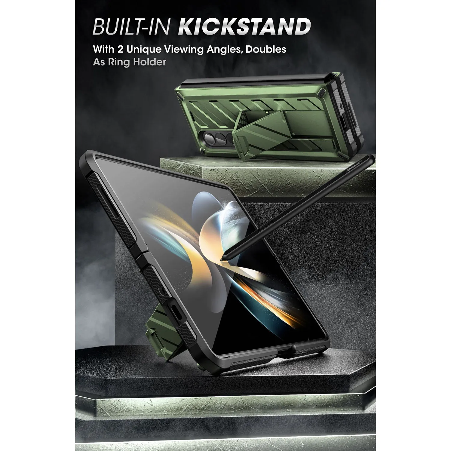 Final Few Galaxy Z Fold4 Unicorn Beetle Kickstand Case with Screen Protector-Dark Green  Stylish & Comfortable