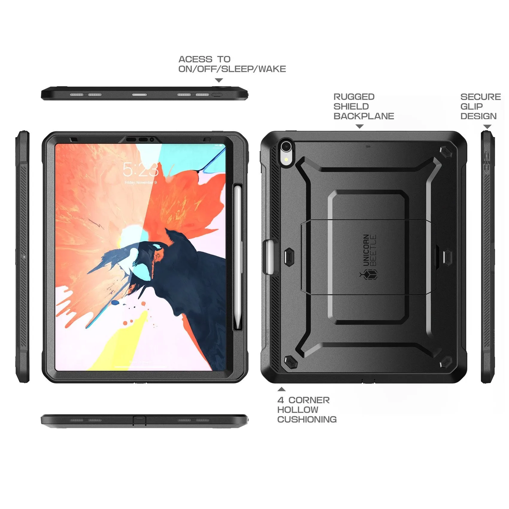 Final Few iPad Pro 12.9 inch (2018) Unicorn Beetle Pro Full Body Case (Apple Pencil compatible)-Black  Almost Gone!