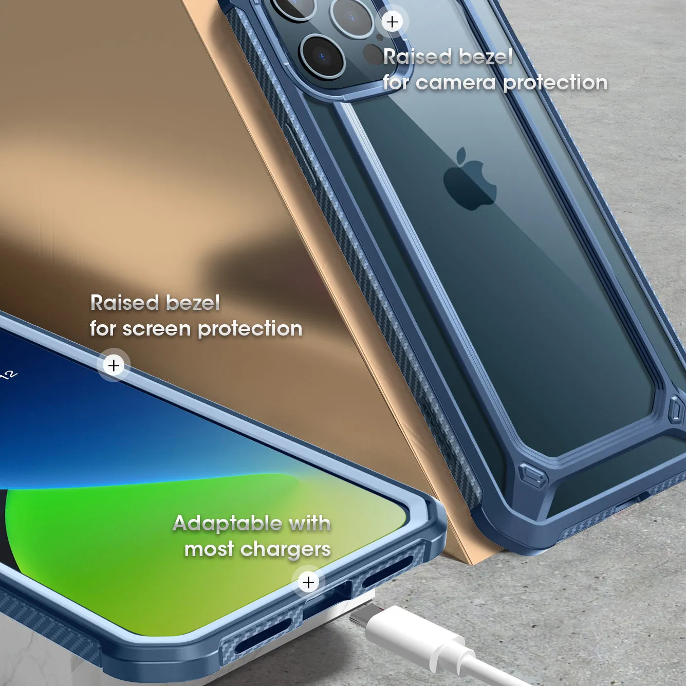 Final Few iPhone 12 Pro Max 6.7 inch Unicorn Beetle Exo with Screen Protector Clear Case-Blue  Stylish & Comfortable