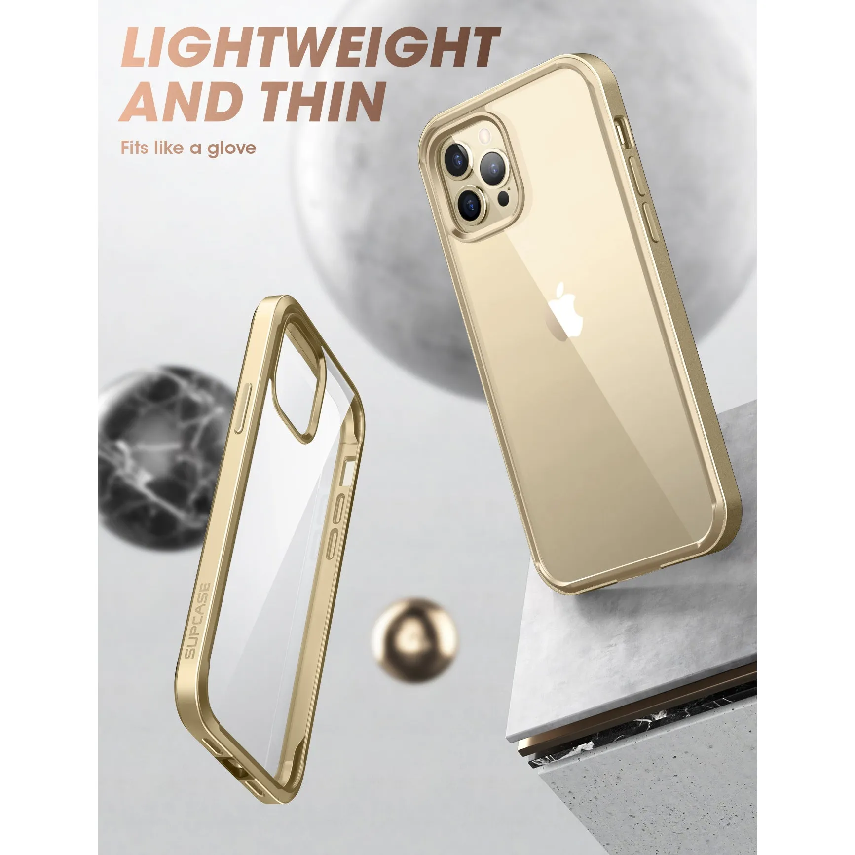 Final Few iPhone 13 Pro Max 6.7 inch Unicorn Beetle Edge with Screen Protector Clear Case-Gold  Going Fast!