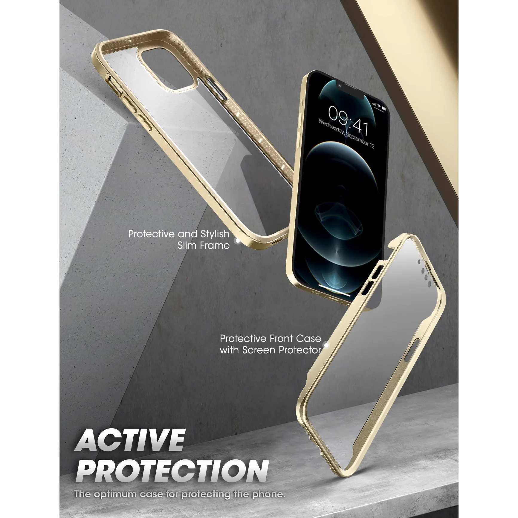 Final Few iPhone 13 Pro Max 6.7 inch Unicorn Beetle Edge with Screen Protector Clear Case-Gold  Going Fast!