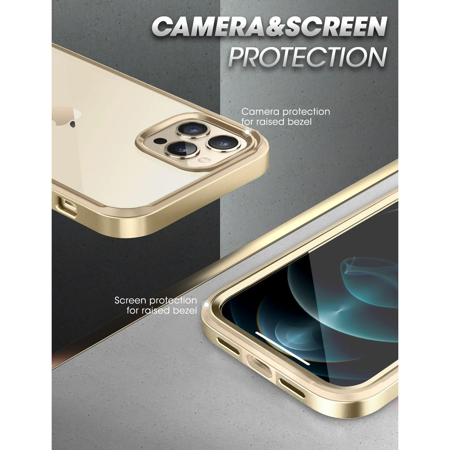 Final Few iPhone 13 Pro Max 6.7 inch Unicorn Beetle Edge with Screen Protector Clear Case-Gold  Going Fast!