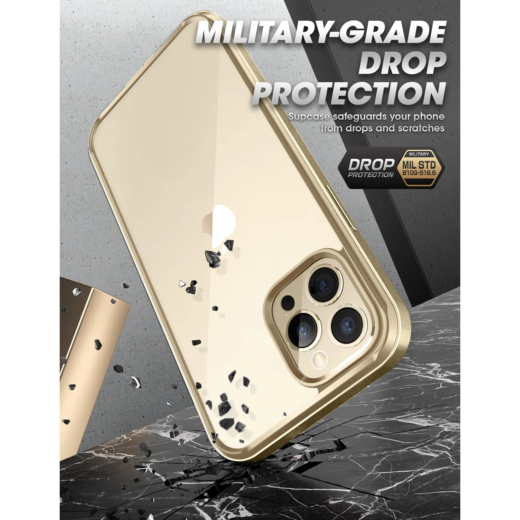Final Few iPhone 13 Pro Max 6.7 inch Unicorn Beetle Edge with Screen Protector Clear Case-Gold  Going Fast!
