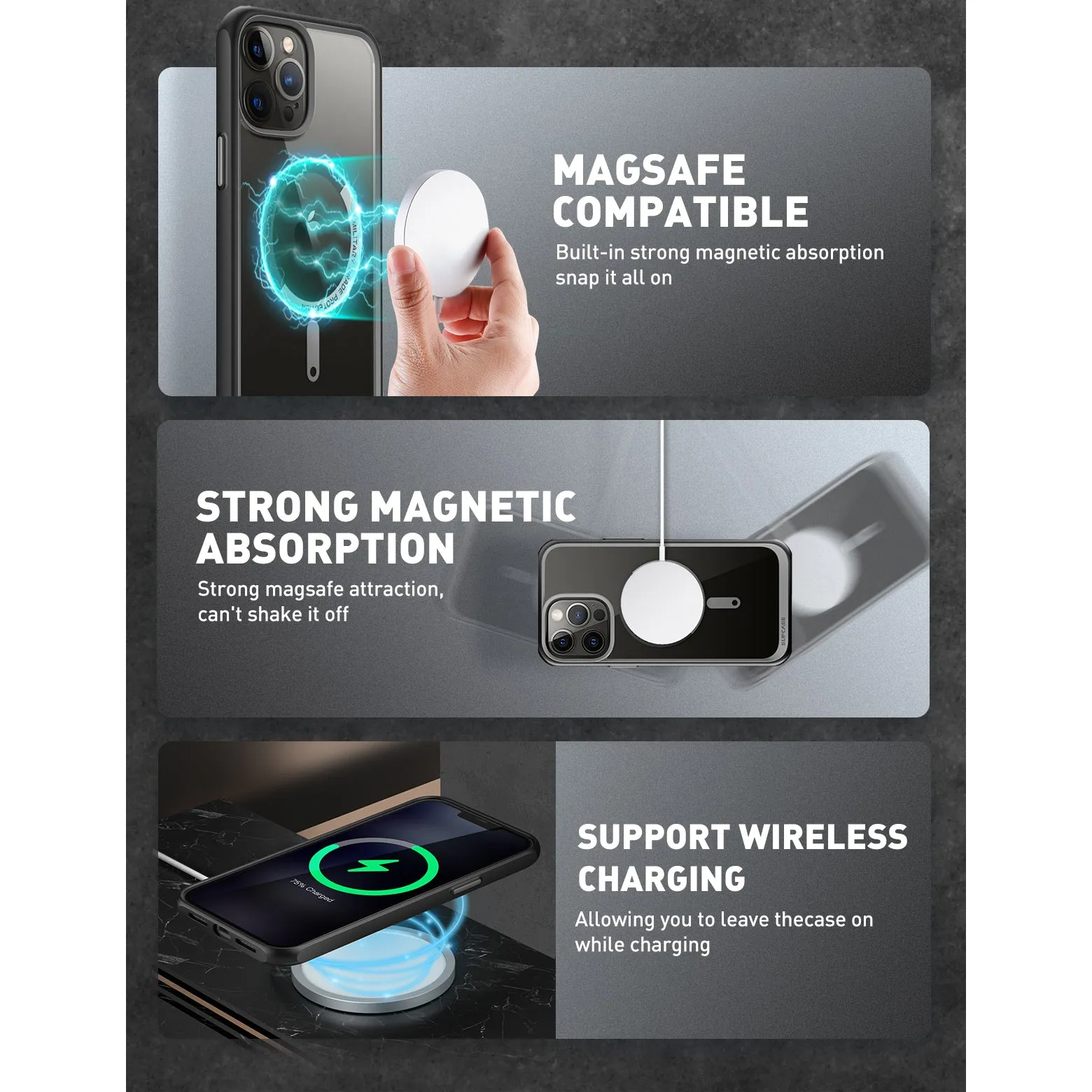 Final Few iPhone 13 Pro Max 6.7 inch Unicorn Beetle MAG Slim Clear MagSafe Case-Black  Last Few Pieces!