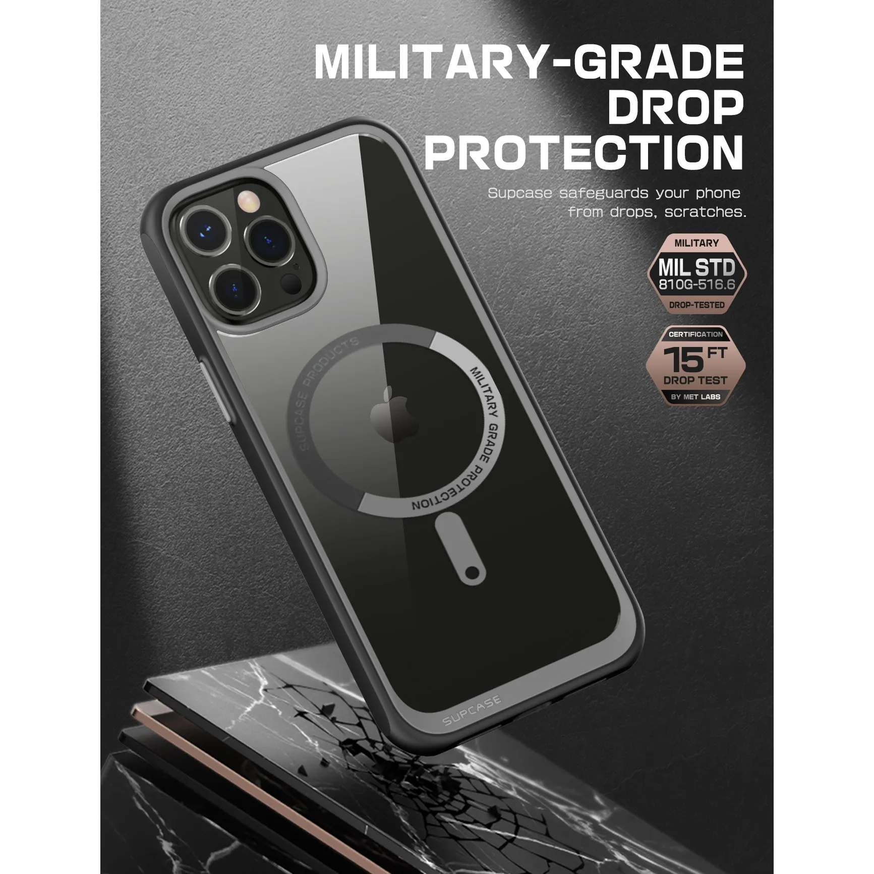 Final Few iPhone 13 Pro Max 6.7 inch Unicorn Beetle MAG Slim Clear MagSafe Case-Black  Last Few Pieces!