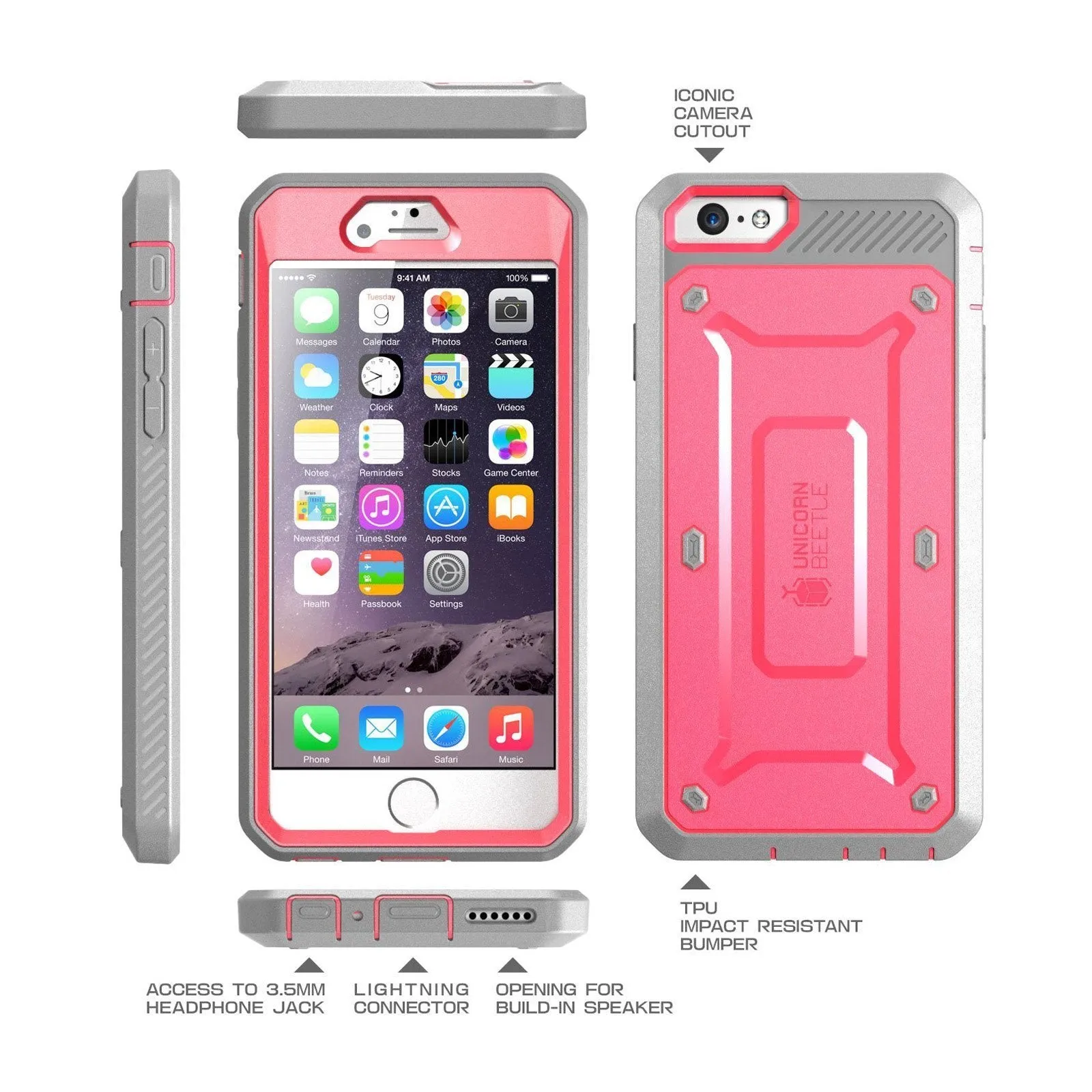 Final Few iPhone 6 Plus / 6S Plus Unicorn Beetle Pro Full Body Rugged Holster Case with Screen Protector-Pink  Stylish & Comfortable