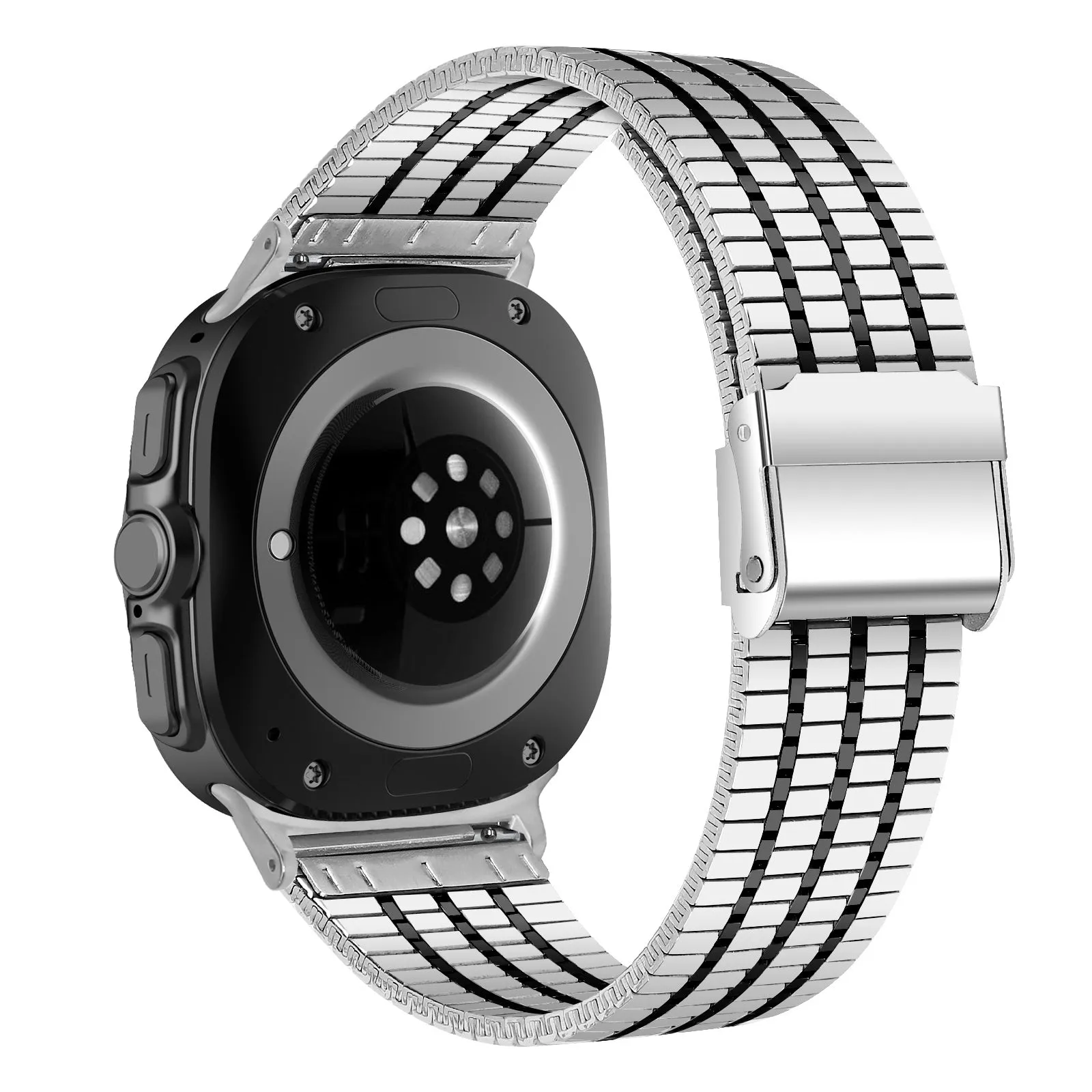 Final Few Samsung Galaxy Watch Ultra Stainless Steel Strap (Silver/Black)  Going Fast!
