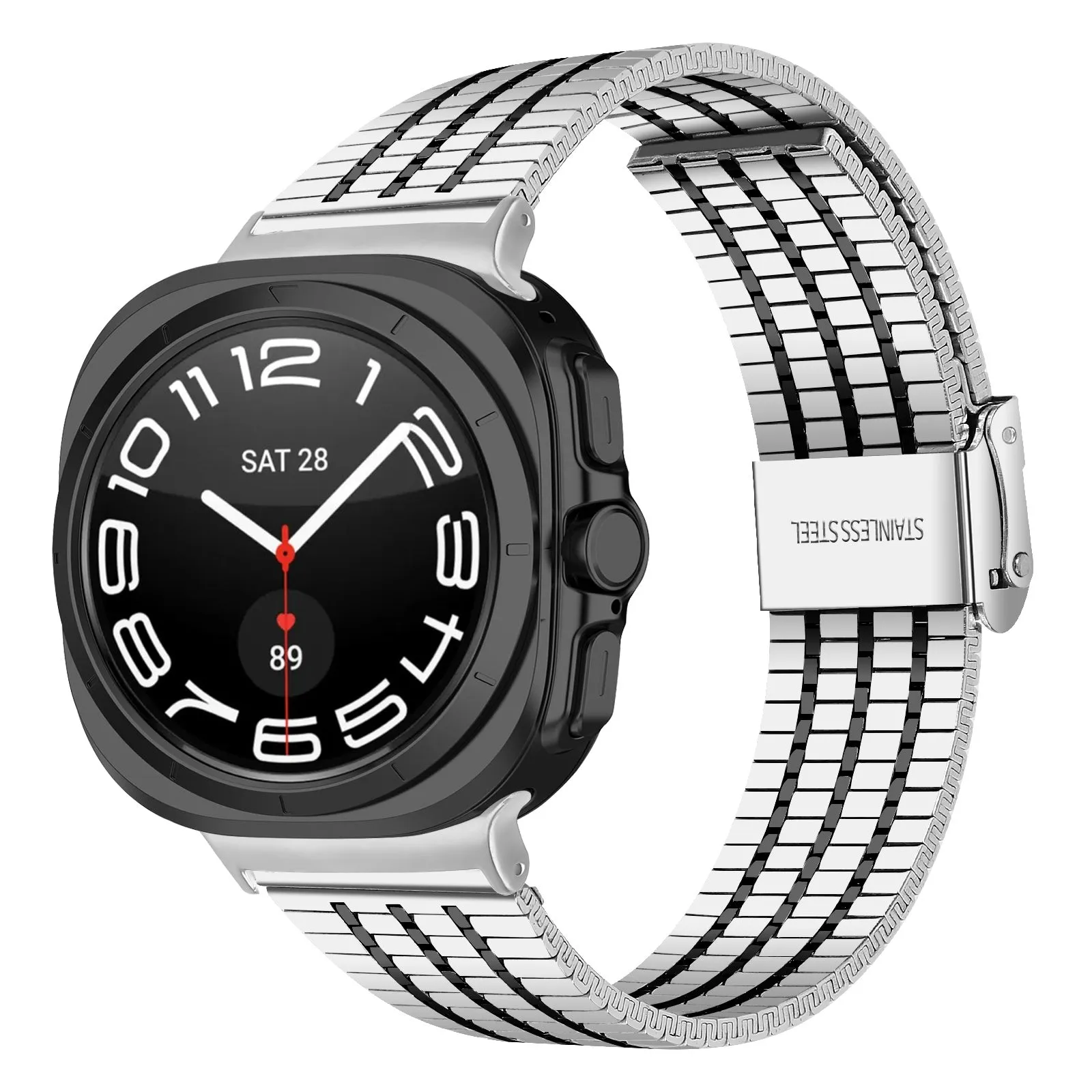 Final Few Samsung Galaxy Watch Ultra Stainless Steel Strap (Silver/Black)  Going Fast!