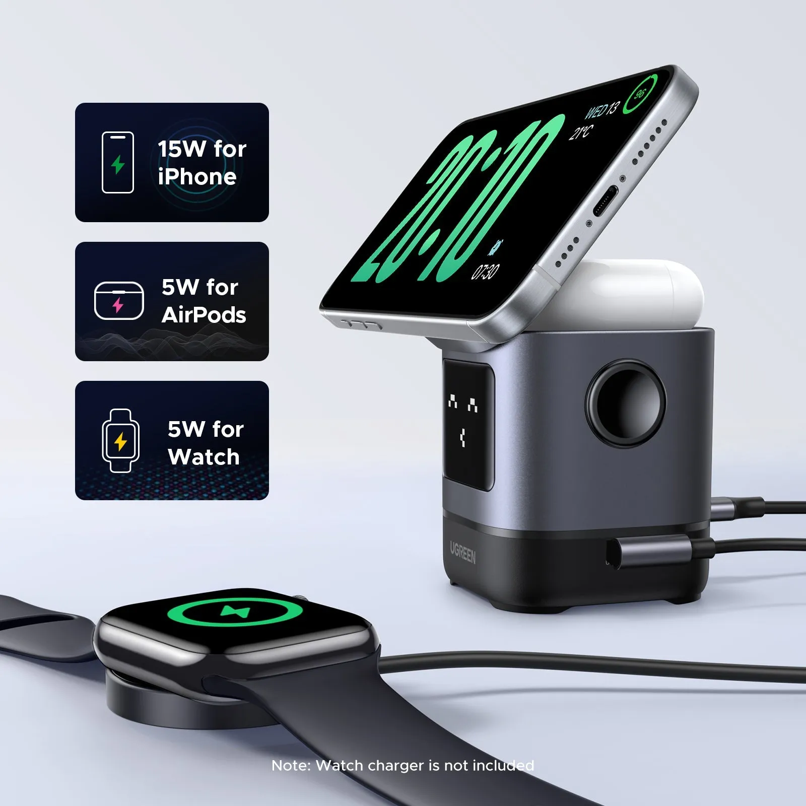 Final Few UGREEN Uno 2-in-1 Magnetic Wireless Charger 15W  Limited Availability!