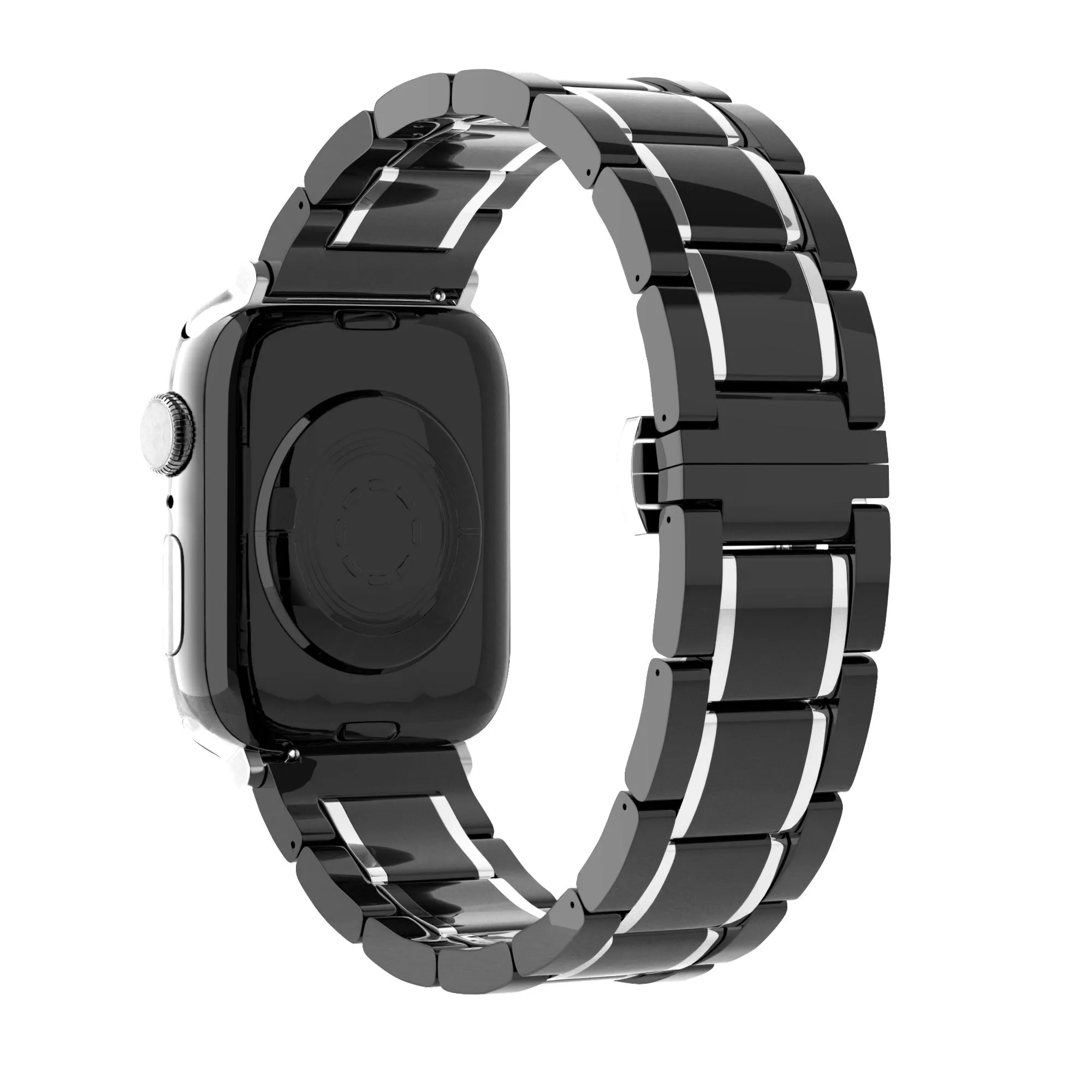 Flash Sale! Apple Watch Ceramic/Steel Strap (Black/Silver)  Ends Soon!