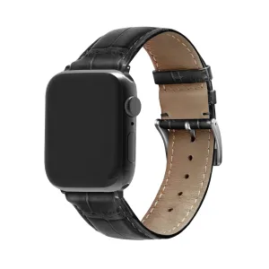 Flash Sale Apple Watch Leather Strap Crocodile Grain (Black)  Ends Soon!
