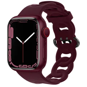 Flash Sale! Apple Watch Silicone Chain Strap (Wine Red)  Stylish & Comfortable
