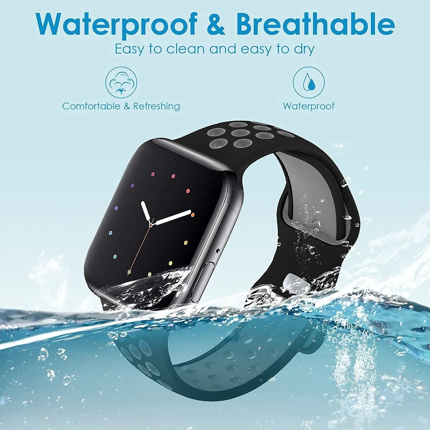 Flash Sale Apple Watch Sport Strap Classic (Black/Grey)  Today Only!